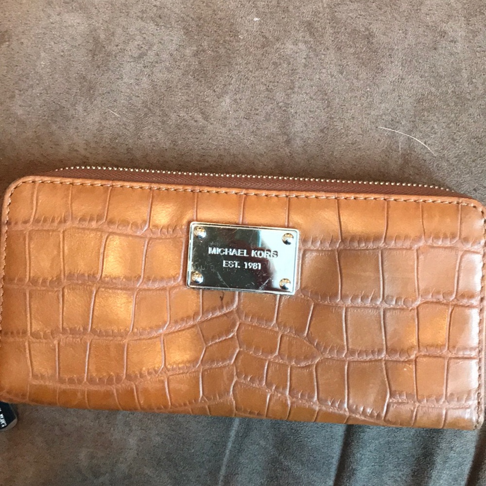 Michael Kors brown faux crocodile wallet